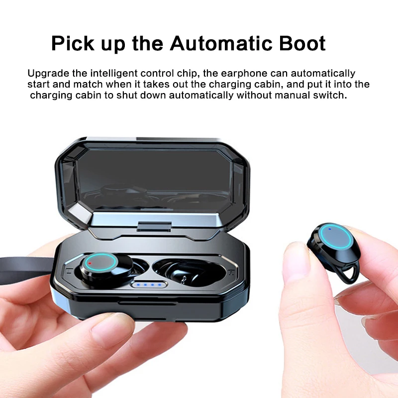 TWS 5.0 Bluetooth Earphone Wireless Gaming Headset IPX7 Waterproof with LED Display Smart Charging Box Wireless Stereo Headphone