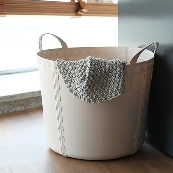 

Folding Laundry Basket Round Storage Bin PE Material Large Hamper Collapsible Clothes Toy Laundry Holder Organizer
