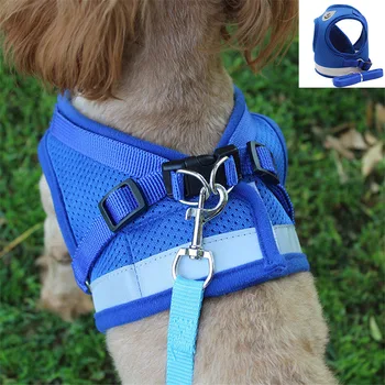 

Dog Harness Leads Vest set for Pet Harnesses Dog Reflective Mesh Vest Cat Lead Leash Adjustable Safe Rope Harness Chest for Pet