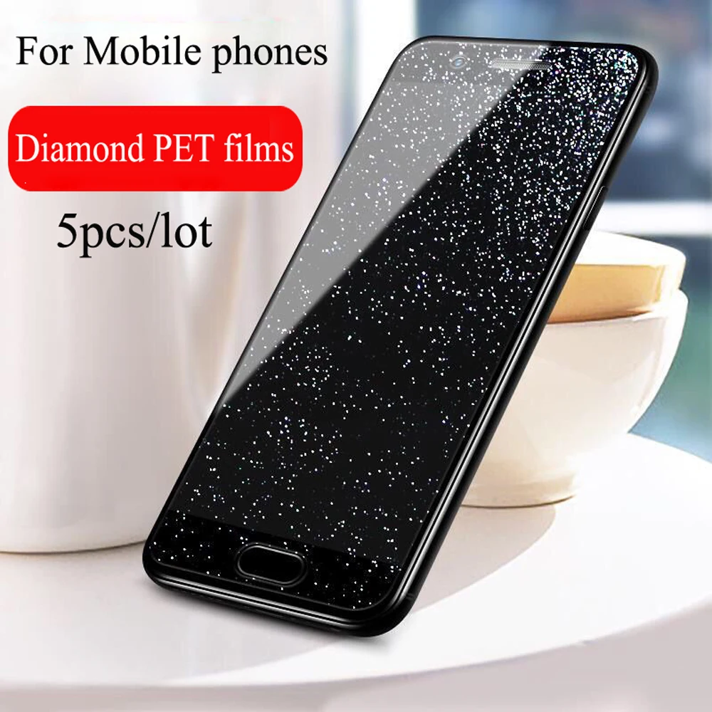 

Esobest 5pcs plastic glitter screen film For OPPO R11 15 A9 A5 A73 K3 F3 plus for vivo x21 x27 X20 plus diamond screen protector