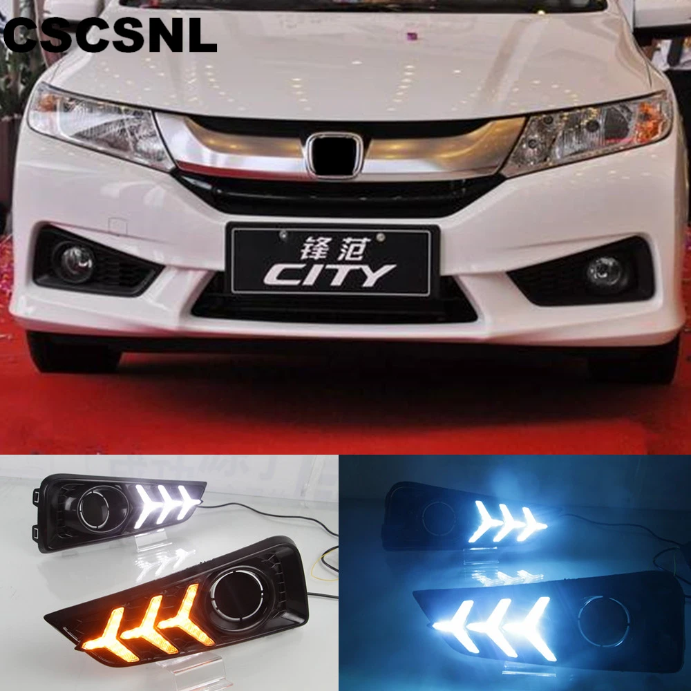 CSCSNL 2 шт. светодиодные дневные ходовые огни для Honda City Grace 2015 2016 2017 желтый сигнал
