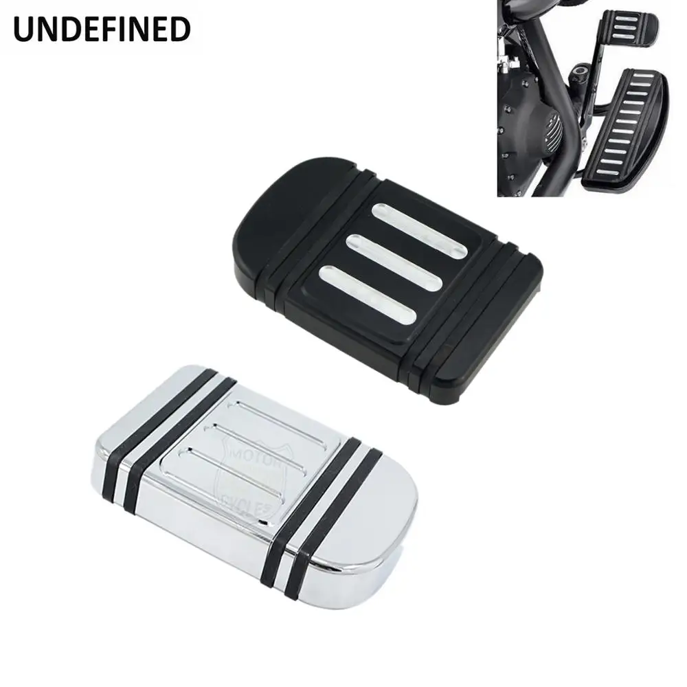 

Motorcycle Black/Chrome Large Foot Pegs Footrest Brake Pedal Pad Cover For Harley Softail Touring CVO Electra Glide Dyna Fat Boy