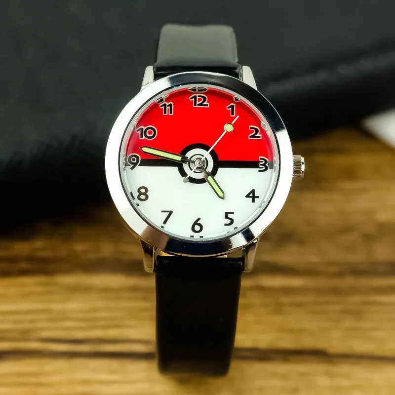 Relojes de pulsera con esfera de Pokémon para niños, figuras luminosas de dibujos animados, de cuero y cuarzo, regalos de cumpleaños