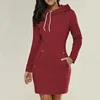 Leosoxs Spring Autumn Hooded Drawstring Women's Sweatshirt Dress Fashion Solid Pocket Package Hip Ladies Mini Dresses Plus Size ► Photo 3/6