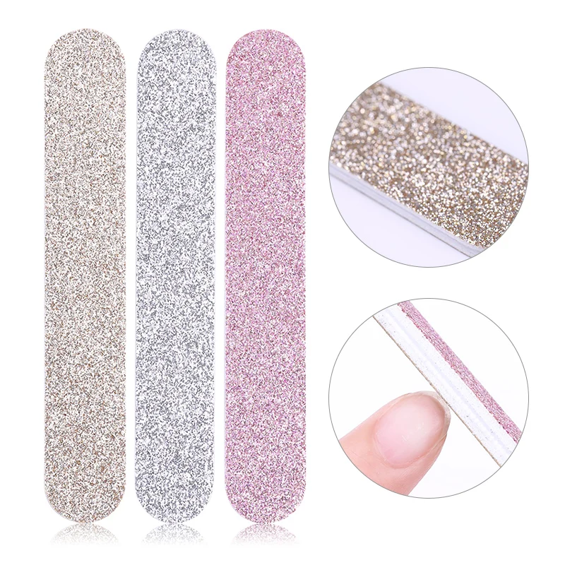 

1 Pc Nail File Glittery Grinding Nail Buffer Polish Silver Gold Pink Mixed Color Nail File Nail Art Pedicure Tools Accessories