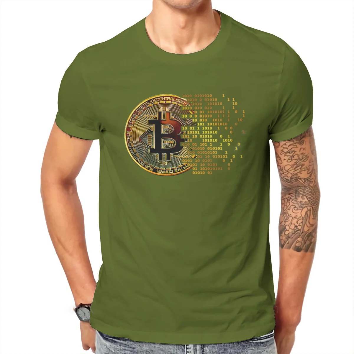 暗号暗号通貨私はビットコインアート Tシャツクラシックグラフィックメンズ Tシャツトップスルーズコットンクルーネック Tシャツ