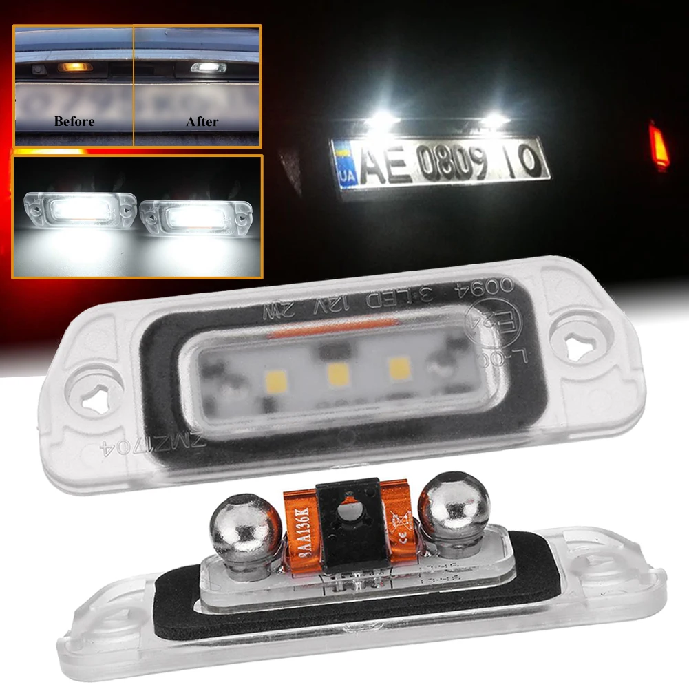2 Pcs 3-SMD LED License Plate Light For Benz W164 W251 GL350 ML350 GL450 GL550