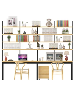 

Nordic pure solid wood computer desktop table home with bookshelf desk combination bookcase integrated minimalist bedroom writin