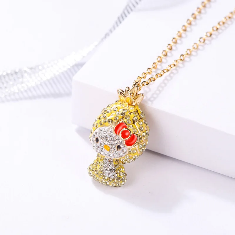Новинка, милое ожерелье SWA с рисунком hello kitty, арбуз, клубника, ананас, гиппокамп, котенок, кошка, Женская Ювелирная цепочка, подарок для девочек