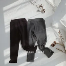 Детские зимние леггинсы в греческом стиле; корейский стиль; бархатные капри для девочек; Детские плотные базовые брюки