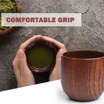 

Japanese Style Natural Wooden Cup Reusable Environmental Protection Tea Coffee Milk Wine Cup Heat Insulation Water Cup 2020