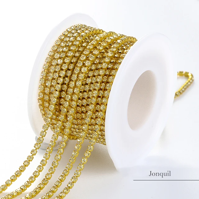XiChuan 1 Yard 10 Colors Claw Rhinestone SS6 SS8 Crystal Tassel Diy Clothes Earring Accessories Beads Diamond Rhinestone Chain Jonquil