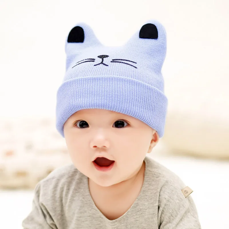 Детская шапка от 0 до 24 месяцев, хлопковая шапка с мультяшным медведем для малышей, маленькие девочки и мальчики, вязаные шапки, детские шапки и кепки, детская шапка - Цвет: picture color 03