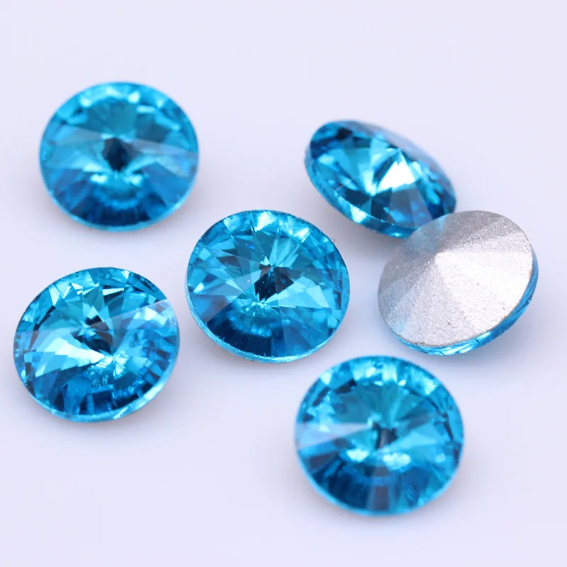 Все размеры цвета модные Rivoli камень заостренный сзади стекло Огранка Кристалл Круглые Камни diy ювелирные изделия ожерелье брошь изготовление - Цвет: Blue lake