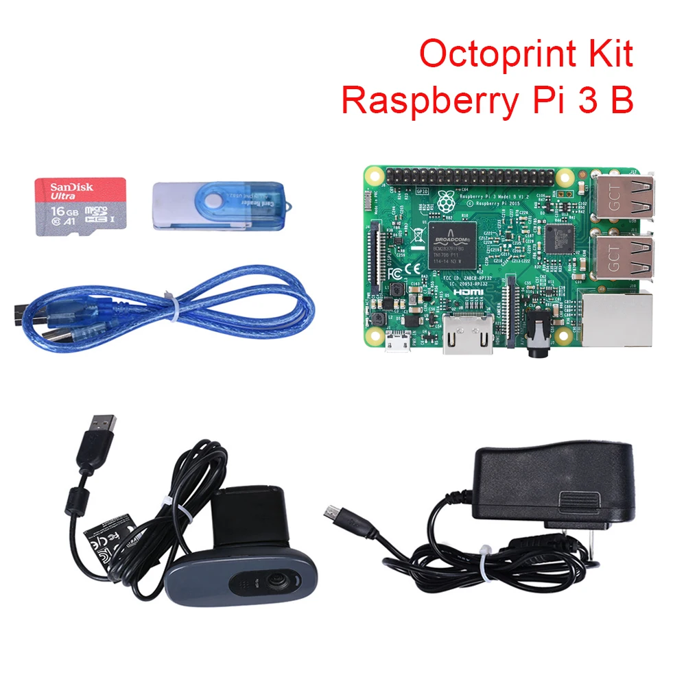  Octoprint Kit Raspberry Pi 3 Model B Control Board With Camera WIFI Bluetooth 1GB SD Card Power Ada