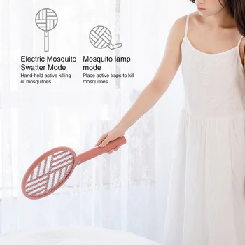 

2 In 1 Bedroom Foldable Electric Mosquito Swatter Handheld USB Charging Fly Bug Killer 90 Degree Rotatable With LED Light