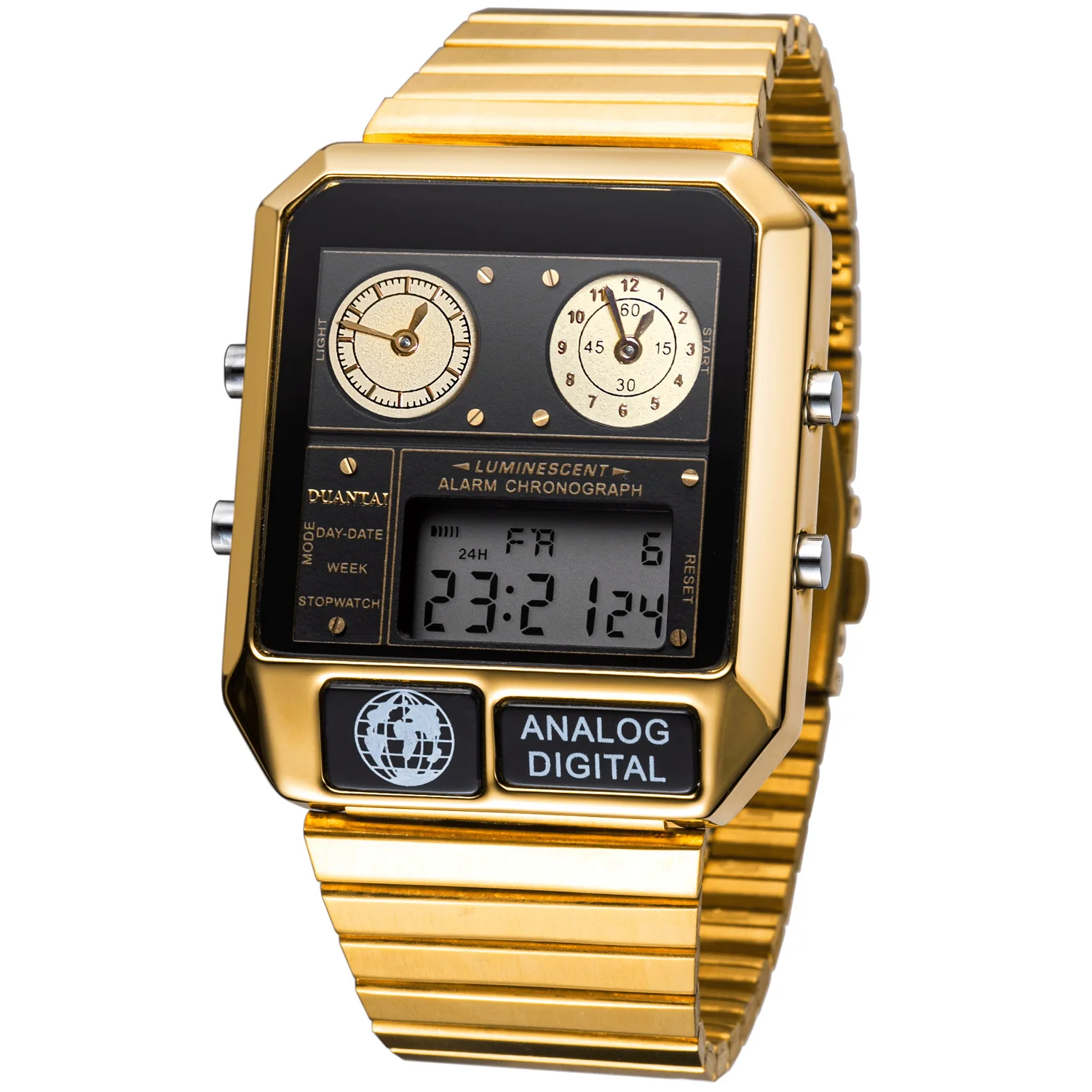 

KOENVE Dual Movement Square Men'S Watch Digital Watch Sports Watch Luminous