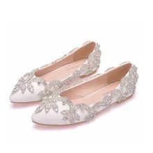 

Ladies flat shoes Ladies casual shoes Ladies wedding shoes little white shoes Ladies comfortable breathable diamond flat shoes