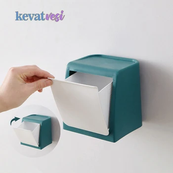 

Waste Bin Mini Trash Bin Paper Basket Wall Mounted Storage Box Kitchen Trash Can Kitchen Dustbin Automatic Rebound Grabage Can