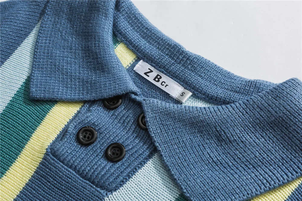 OSCN7 Забавный полосный цветной блок свитера для мужчин осень высокая уличная мода мужские пуловеры с круглым вырезом винтажные свитера 13627