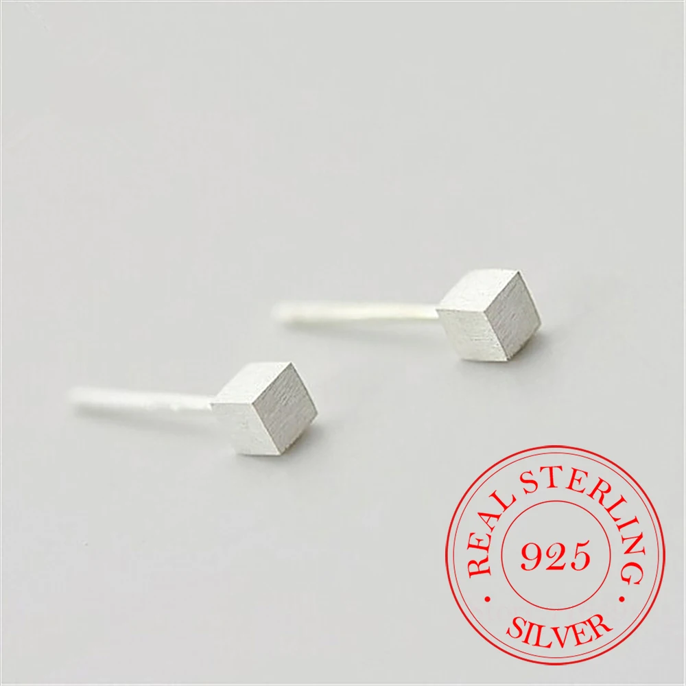 Orecchini A Bottone Quadrati Piccoli In Argento Sterling 100% 925 Per Gioielli Da Donna Regalo Pendientes Boucle D Oreille