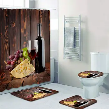 

3D Digital Valentine's Day Romantic Style Printing Pattern Shower Curtain /Carpet Floor Mat /Toilet Mat for Bathroom Home Decora