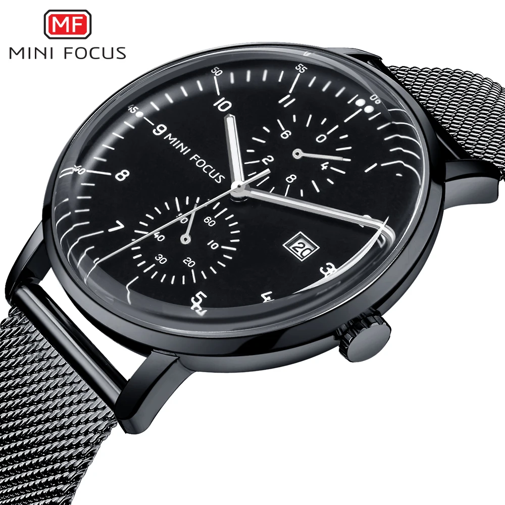 

MINIFOCUS Business Sports Clock Men's Wristwatch Luxury Male Clock Quartz Watch Waterproof Leather/Steel Strap Men Watches 2019