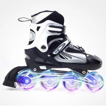 

New Single-row Adult Black in-Line Skating Roller Skates Adjustable Aluminum Bracket