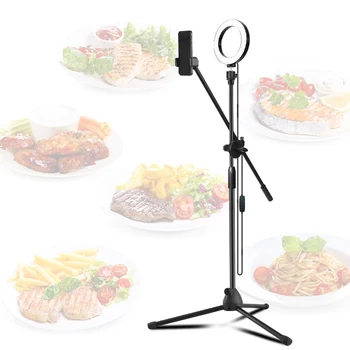 

A+Adjustable Photography Mobile Phone High Angle Shot Bracket with Boom Arm Bluetooth Ring Light Tripod for Photo/Video