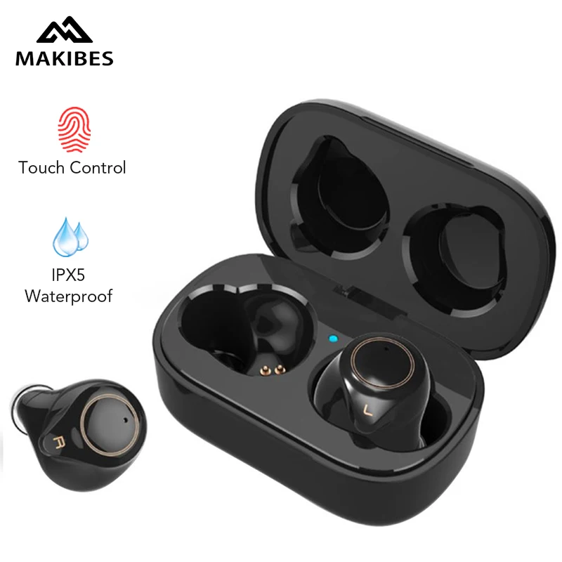 

Makibes T1 TWS Earphone 5.0 Bluetooth Earbuds Touch Control Separately Stereo Effect IPX5 Wireless Earphones 300mAh Charging Box