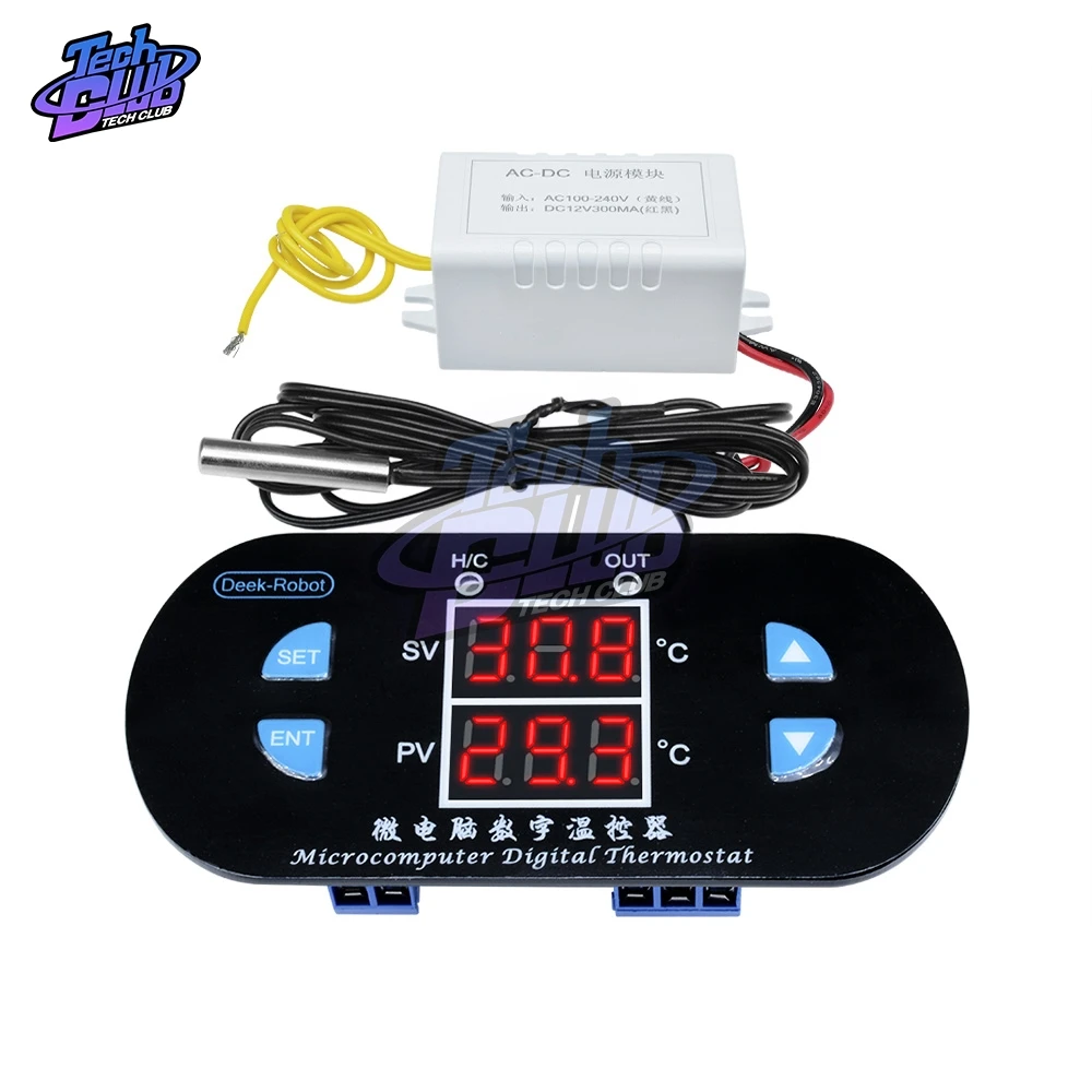 DK-W1308 цифровой регулятор температуры AC100-240V 10 А термостат регулятор двойной нагреватель дисплея кулер регулируемый термометр