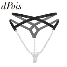 Сексуальные женские Дамские Эротические Нижнее белье Мини Трусики низкая посадка Т-образная спина открытая прикладом эластичные стринги с жемчугом стринги Нижнее белье Трусики-бикини