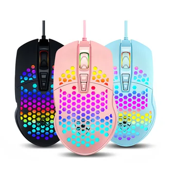 

V9 Honeycomb USB Wired Gaming Mouse Shell Colorful RGB Backlight Computer Gamer Ergonomic 4000 DPI 7 Buttons Optical Mice