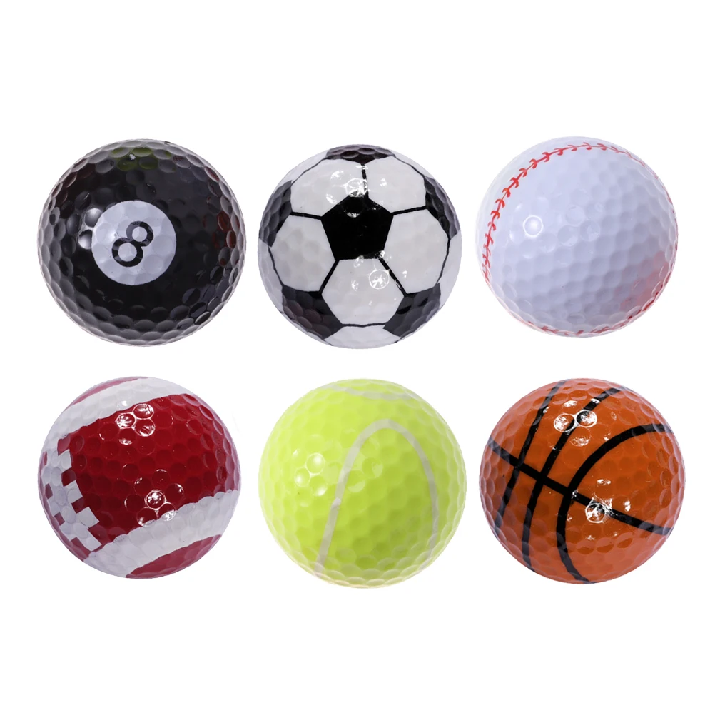 6pcs Sports Theme Golf Ball Training Sports Balls Simulation Rubber