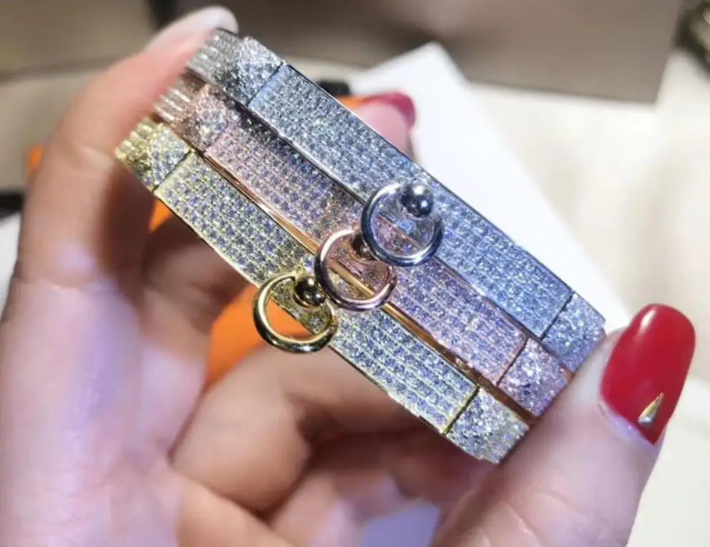 

925 Sterling Silver elegant CZ crystal Twist Lock Silver Bangle fashion circle bangle Slide Stone Bangle wedding party jewelry