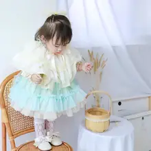 Одежда для маленьких девочек винтажный испанский наряд для Бала Лолита, платье Детское роскошное Сетчатое кружевное платье+ платье-пончо для девочек, cutes vestidos Y2575