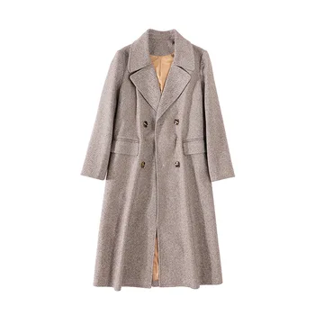 

Women's New Wool Double-sided Single Buckle Minimalist Woolen Overcoat Female Korean Temperament Popular Outerwear Coat Clothes