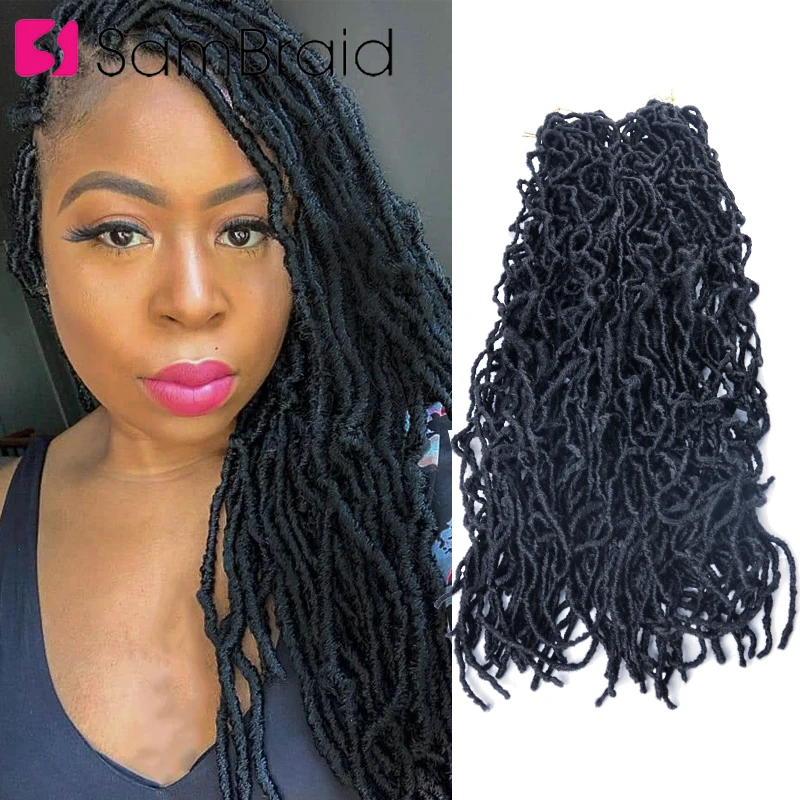 

SAMBRAID 32inch Nu Locs Black Soft Goddess Faux Locs Crochet Hair Braiding Hair Extensions Fashion For Women 21Strands/pack