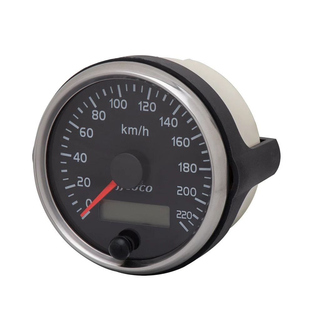 범용 85mm 속도계 220 km/h 속도계 게이지 주행 거리계 흰색/호박색 백라이트..