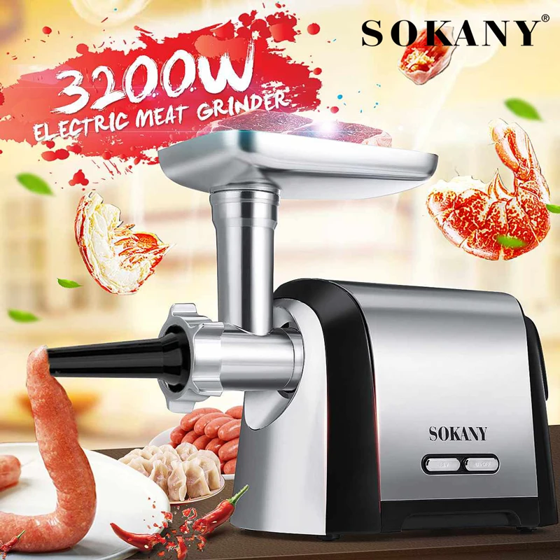 

Электрическая мясорубка, машина для набивки колбасок, резак 3200 Вт, измельчитель, Кухонный комбайн, блендер из нержавеющей стали, профессиональная мясорубка