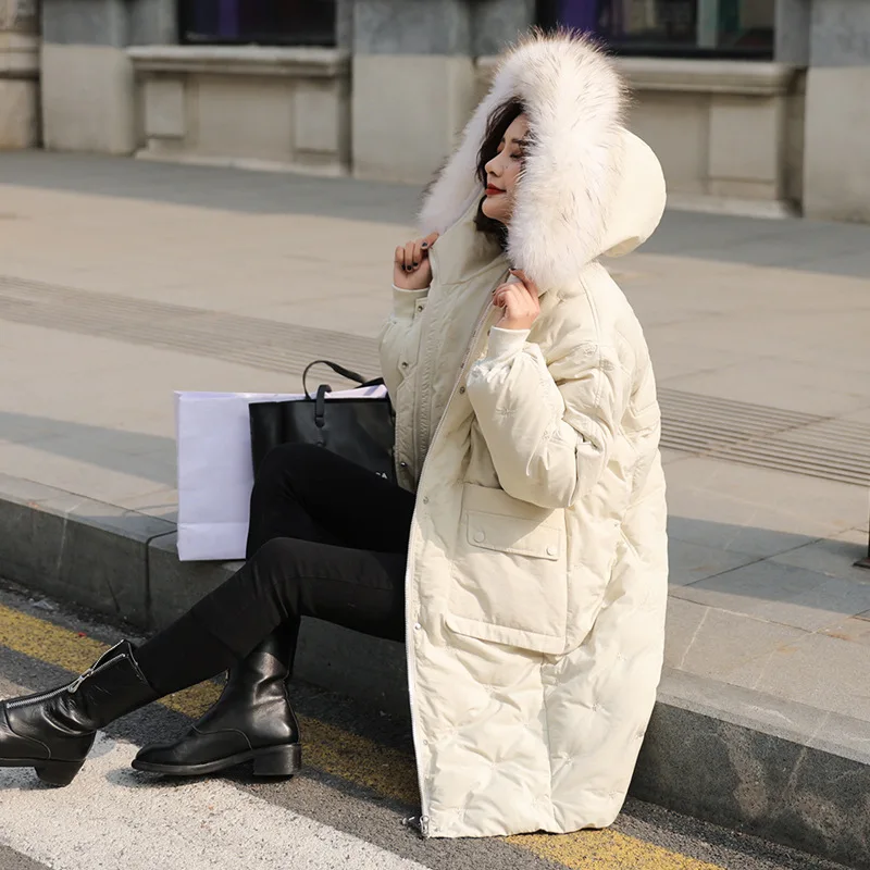 

2019 East Japonicus New Style Korean-style Mid-length down Jacket Cotton-padded Clothes Women's Large Pocket Loose-Fit Plus-size