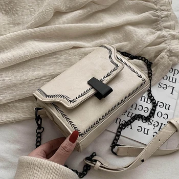 

Autumn Chain Flap Sewing Bags PU Chain Women Bag Buckle Flap Women Shoulder Bags Crossbody Bag