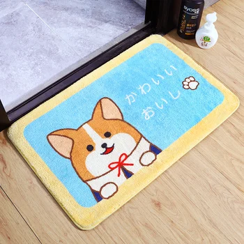 

40x60cm/50x80cm/60x90cm cartoon corgi dog mat velvet rug carpet doormat bathroom living room rug mat anti slip pet mat
