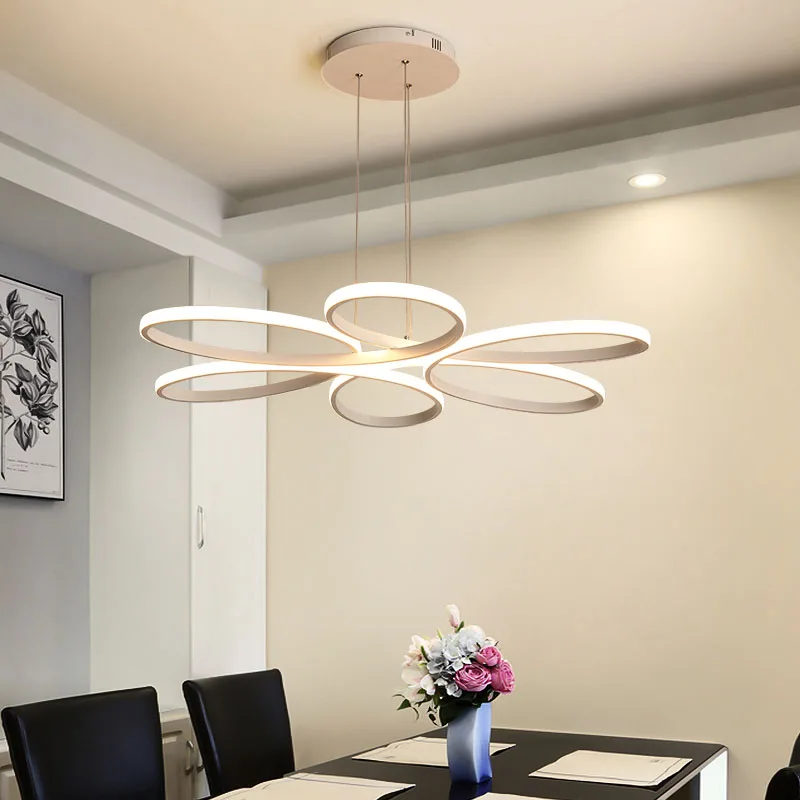 

New Design Modern Led Chandelier Light Circle Rings For Living Room White Black Frame PVC Lampara De Led Home Lighting Fixtures