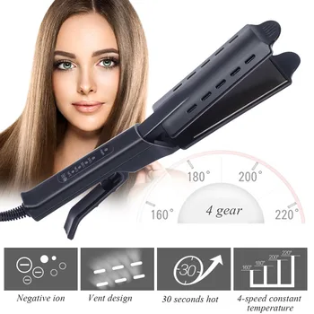 

New Hair Straightener Steam Professional Ceramic Tourmaline Flat Iron with Vapor 4 Level Adjustable Temperature Hair Home Salon