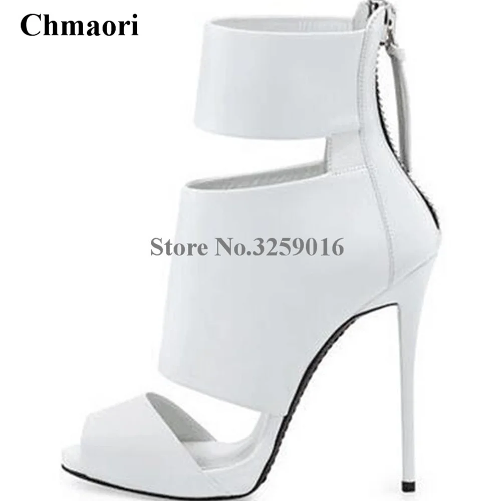 Women Summer Fashion Shoes Open Toe Ankle Cutout Boots Zipperup High
