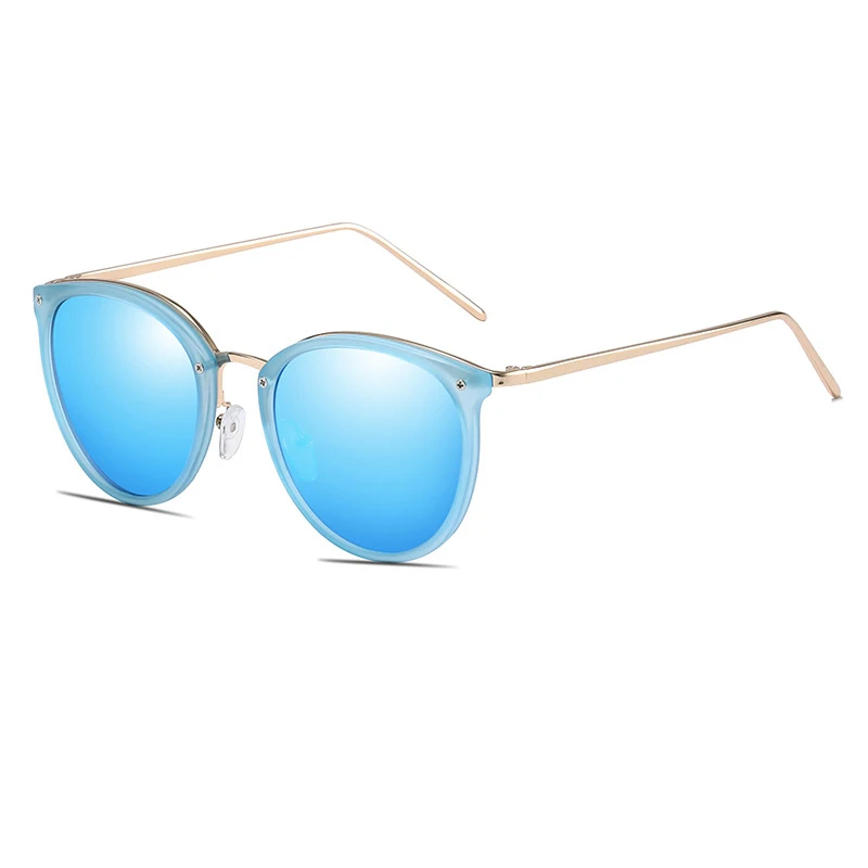 Classic italy design womens sunglasses plastic frame metal temples fashion polarised sun glasses for woman oculos feminino - Цвет линз: Синий