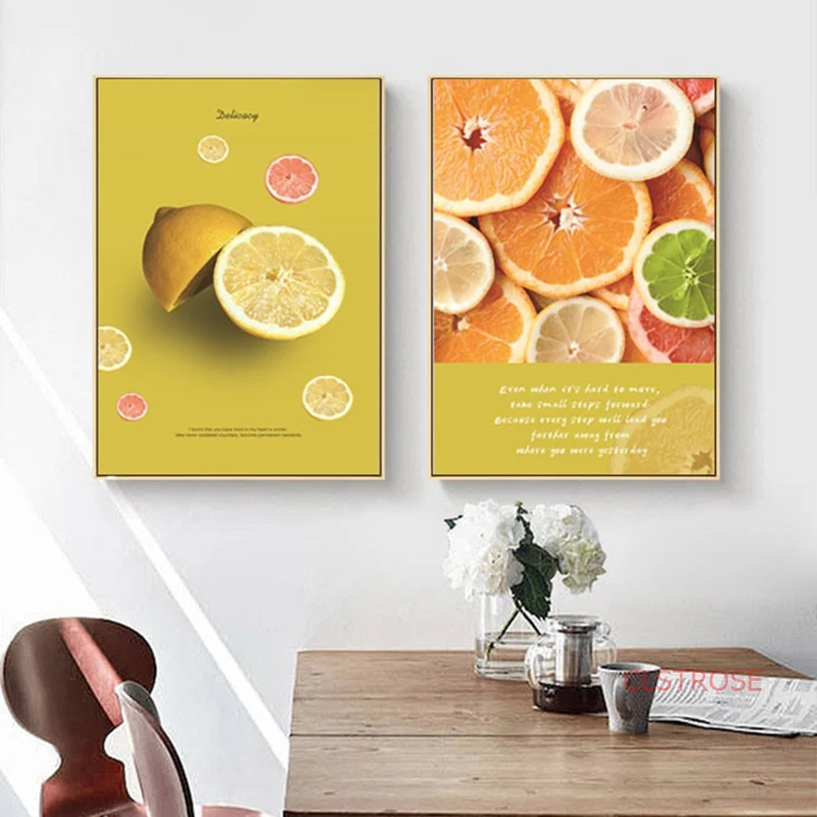 Modern Minimalist Nordic Poster Fashion Gourmet Orange Yellow Canvas Painting Home Decoration Living Room Wall Art Pictures | Дом и сад