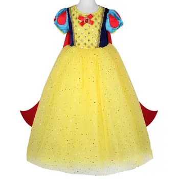 

Phertiful Princess Cute Snow White Dress Up Costume for Kids Puff Sleeve Costumes with Long Cloak Girl Party Birthday Fancy Gown