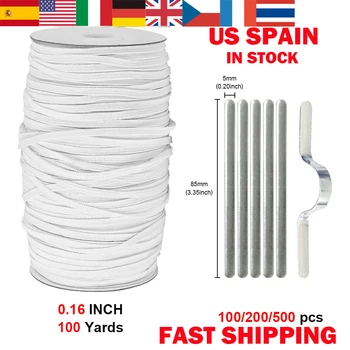 

US Spain Fast Shipping Hooking Mask Elastic Mask Aluminum Strip With Adhesive For DIY Mask Nose Bridge Clips 4mm 100yards 90M